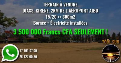 TERRAIN 300m2, DIASS, 2Km DE L’AÉROPORT AIBD