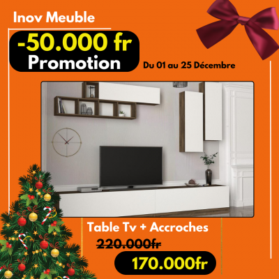 Ensemble table tv + accroches 