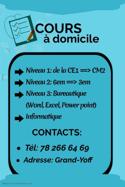 Cours particuliers à domicile.